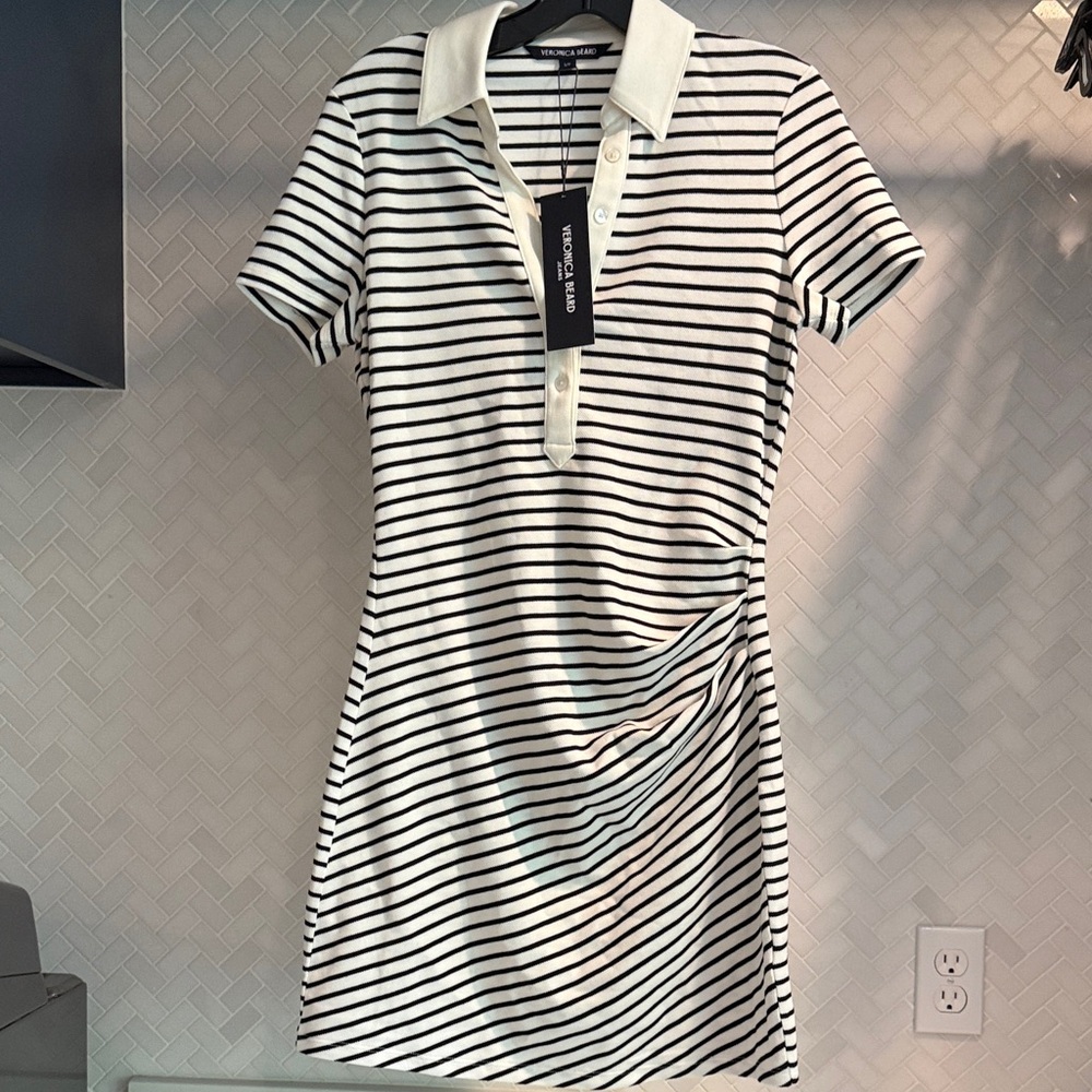 NEW Veronica Beard Black and White Striped Mini Dress
